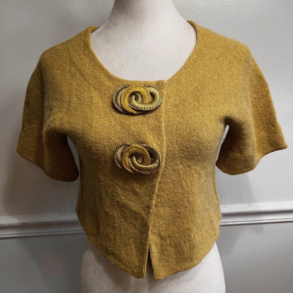 Moth Anthropologie Mustard Yellow Alpaca Wool Cropped Statement Cardigan M Mod
